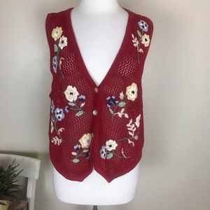 Vintage Jantzen Petite Embroidered Netted Vest